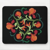 Iris Blooms Interwoven op Black Mousepad Muismat (Voorkant)