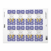 Iris Blue Damask Mini Wine Labels (Full Sheet)