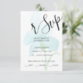 Iris Blue Floral Waterverf Handbeschilderd RSVP Kaartje (Staand voorkant)