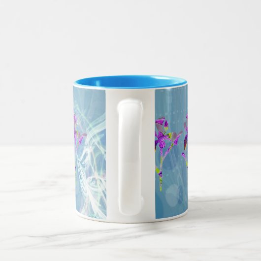 Iris (Blue Fractual) ~ Floral Coffee Mok (Handvat)