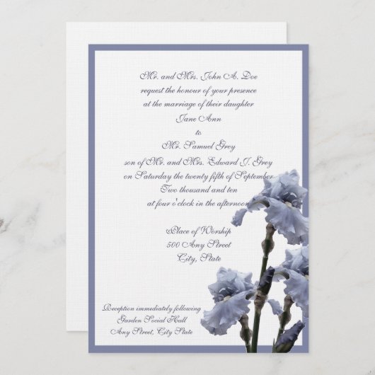 Iris Boeket/Blauw Kaart (Voorkant / Achterkant)