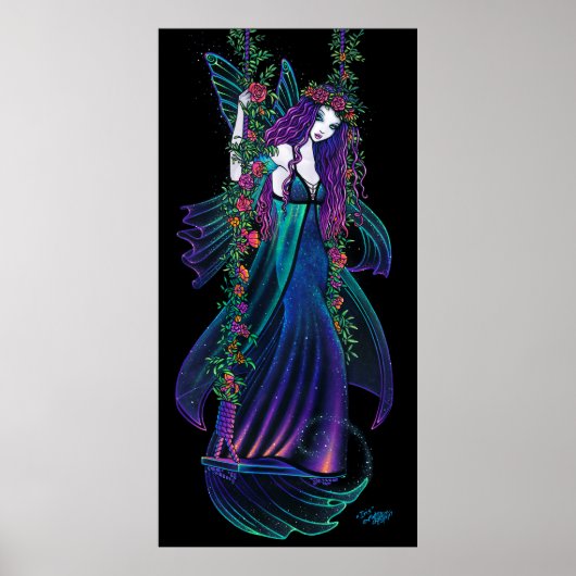 Iris Bohemian Fairy Swing Flower Child Hippie Art Poster (Voorkant)