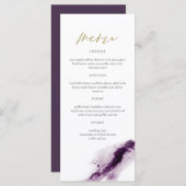 IRIS | Boho Plum Paars Gold Splash-menukaart Menu (Voorkant / Achterkant)