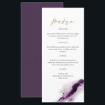 IRIS | Boho Plum Paars Gold Splash-menukaart Menu<br><div class="desc">Dit menu bevat een paarse plumsplash en een stijlvol,  handgeschreven lettertype. Deze menukaart is perfect voor je bohemanie,  herfst,  tropische of winterbruiloft of -evenement.</div>