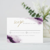IRIS | Boho Plum Paars Gold Splash RSVP-kaart Kaart (Staand voorkant)
