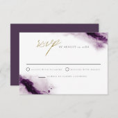 IRIS | Boho Plum Paars Gold Splash RSVP-kaart Kaart (Voorkant / Achterkant)