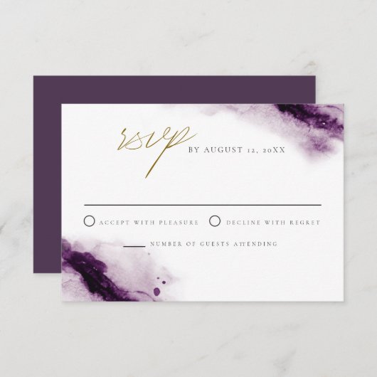 IRIS | Boho Plum Paars Gold Splash RSVP-kaart Kaart (Voorkant / Achterkant)