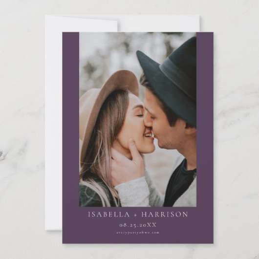 IRIS Boho Plum Paarse Gold Splash Bewaar de datum Kaart (Achterkant)