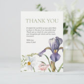 Iris Botanische Lavendel Bloemen Blush Huwelijk Bedankkaart (Staand voorkant)