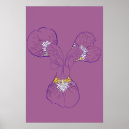 Iris botanische lijnkunst poster