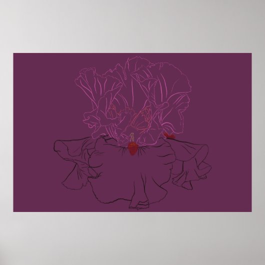 Iris botanische lijnkunst poster (Voorkant)