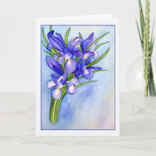Iris Bouquet Blank Wenskaart Kaart