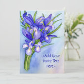 Iris Bouquet Flower Painting Invitation Kaart (Staand voorkant)