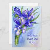 Iris Bouquet Flower Painting Invitation Kaart (Voorkant / Achterkant)