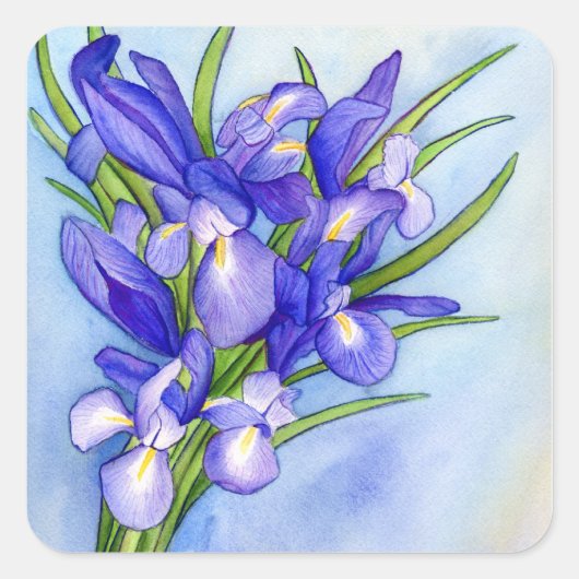 Iris Bouquet Flower Painting Sticker (Voorkant)