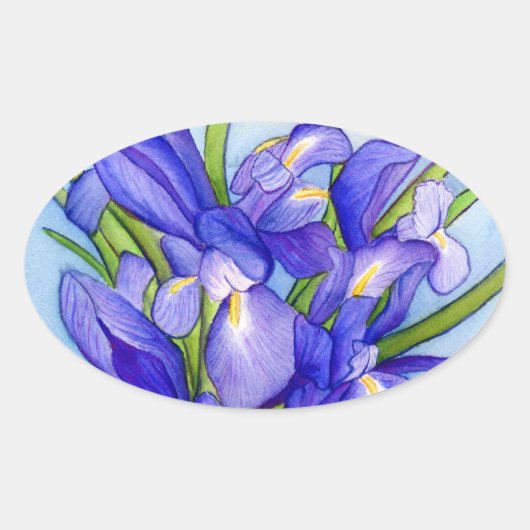 Iris Bouquet Flower Painting Sticker (Voorkant)