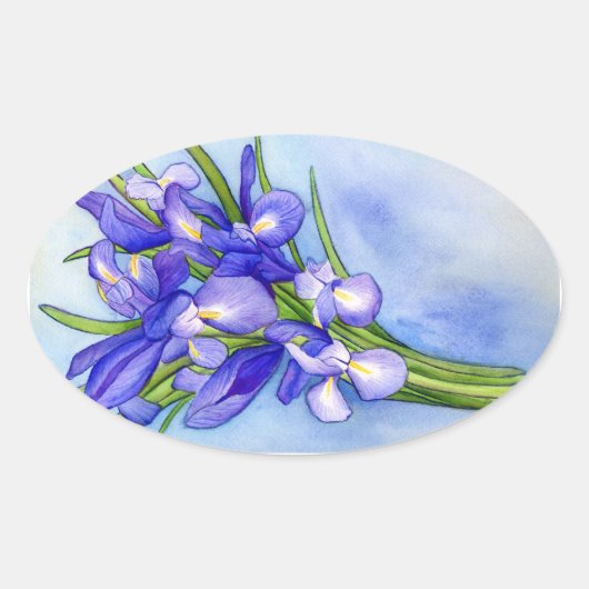 Iris Bouquet Flower Painting Sticker (Voorkant)