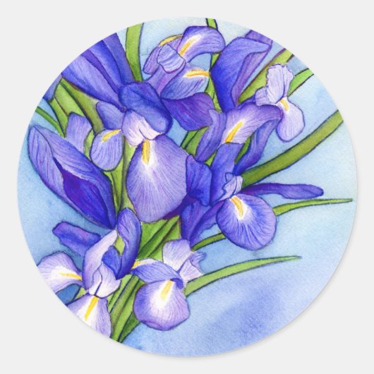 Iris Bouquet Flower Painting Sticker (Voorkant)