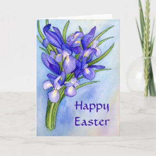Iris Bouquet Wenskaart "Happy Easter" Feestdagen Kaart