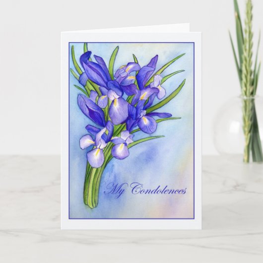 Iris Bouquet Wenskaart "Mijn condoleances" Kaart (Voorkant)