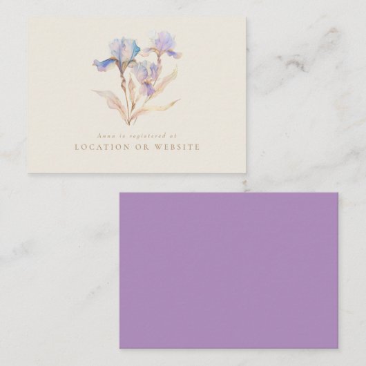 Iris Bruidsfeest Cadeau Registratie Informatiekaartje (Voorkant / Achterkant)