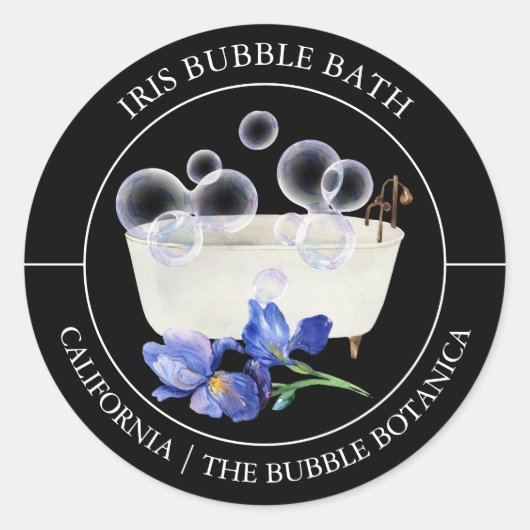 Iris Bubble Bath-etiket Ronde Sticker (Voorkant)