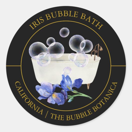 Iris Bubble Bath-etiket Ronde Sticker (Voorkant)