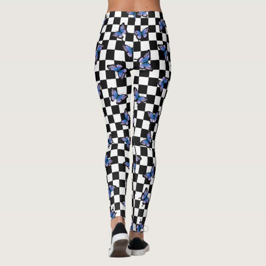 Iris Butterflies Checkered Spandex-Leggings Leggings (Achterkant)