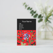 IRIS, COLORFUL BUTTERFLIES Red Black Monogram Visitekaartje (Staand voorkant)