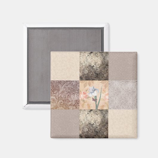 Iris Cream Patchwork Magneet (Voorkant / Achterkant)
