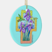 Iris Cross Christelijk Sierstuk Keramisch Ornament (Rechts)