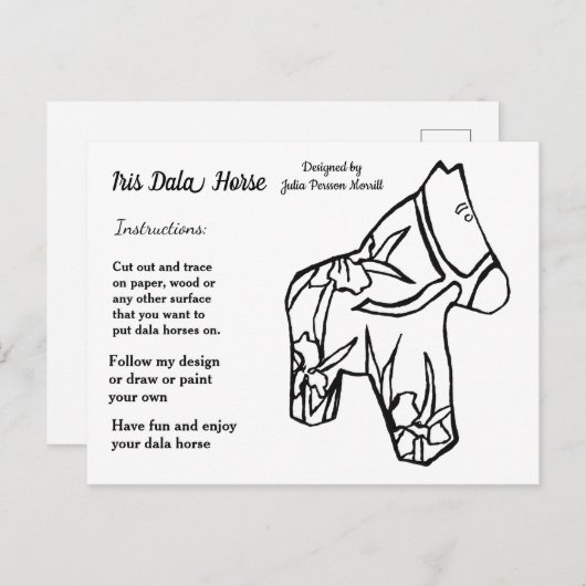Iris Dala Horse #3 Pattern voor delen Feestdagenkaart (Voorkant / Achterkant)