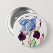Iris Day, paarse iris Ronde Button 7,6 Cm (Voorkant /achterkant)
