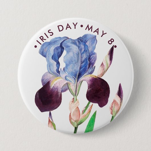 Iris Day, paarse iris Ronde Button 7,6 Cm (Voorkant)
