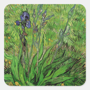 Iris door Vincent van Gogh, Oude Tuinbloemen Vierkante Sticker