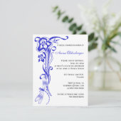 Iris & Dragonfly Royal Blue Vrijgezellenfeest Kaart (Staand voorkant)