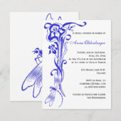 Iris & Dragonfly Royal Blue Vrijgezellenfeest Kaart (Voorkant / Achterkant)