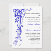 Iris & Dragonfly Royal Blue Wedding Invitation Kaart (Voorkant)