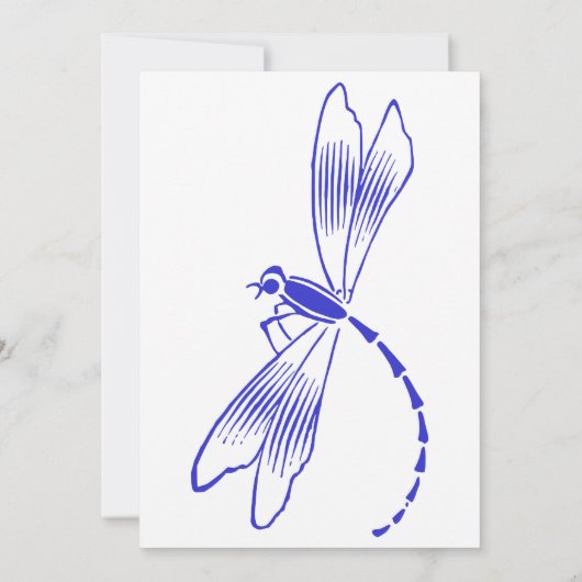 Iris & Dragonfly Royal Blue Wedding Invitation Kaart (Achterkant)