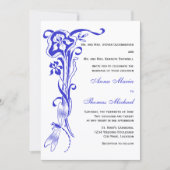 Iris & Dragonfly Royal Blue Wedding Invitation Kaart (Voorkant)