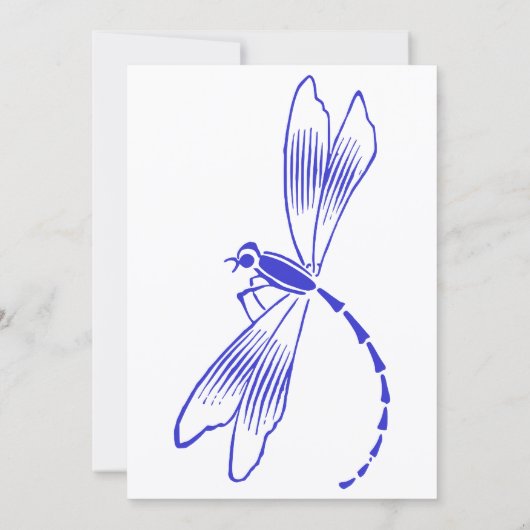 Iris & Dragonfly Royal Blue Wedding Invitation Kaart (Achterkant)