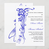 Iris & Dragonfly Royal Blue Wedding Invitation Kaart (Voorkant / Achterkant)