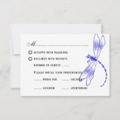 Iris & Dragonfly Royal Blue Wedding Reply RSVP Kaartje (Achterkant)