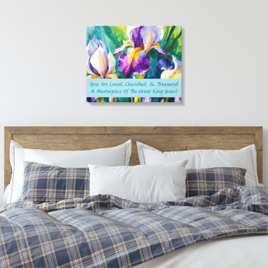 Iris Elegantie Uitgerekt Canvas Print (Insitu (Slaapkamer))