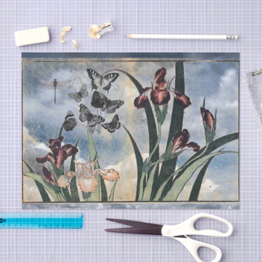 IRIS EN BUTTERFLIES IN GESLOTEN weefselpapier Tissuepapier (Craft)