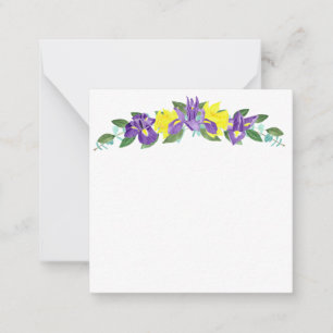 Iris en Daffodil Waterverven Let op Kaart Notitiekaartje