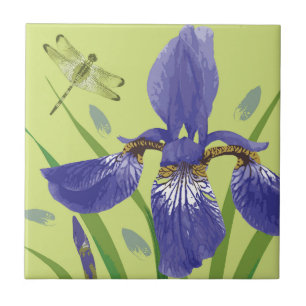 Iris- en Dragonfly-tegels Tegeltje