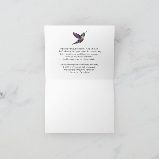 Iris en kolibrie bedankkaart (Binnen)