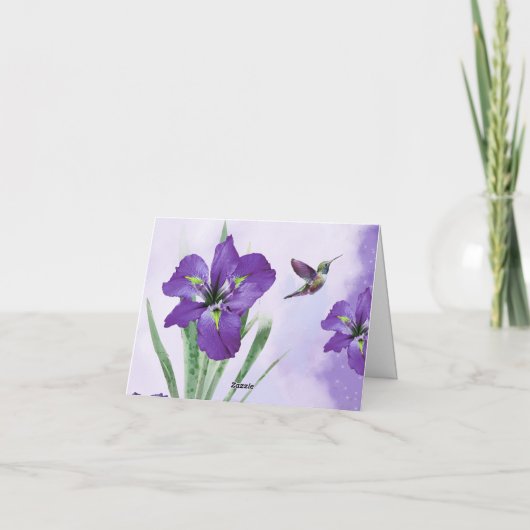 Iris en kolibrie bedankkaart (Achterkant)