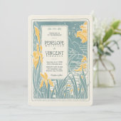 Iris en Lake Scenery Wedding Kaart (Staand voorkant)